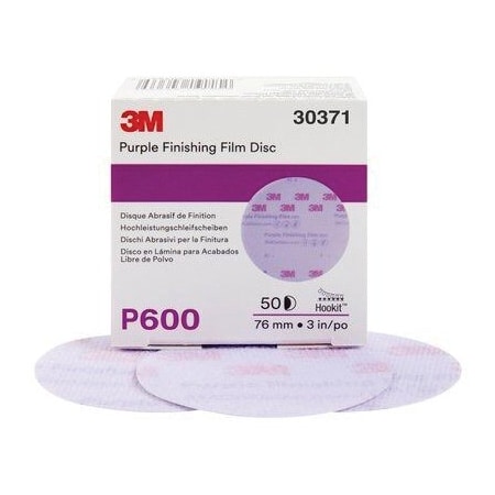 3M 3M Hookit Purple Finishing Film Disc, 30371, 3 in, P600, 50PK 7100122790